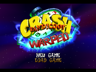 Crash Bandicoot title screen for Playstation